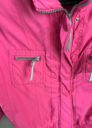 pembe düğmeli kız çocuk mont - Görsel 3