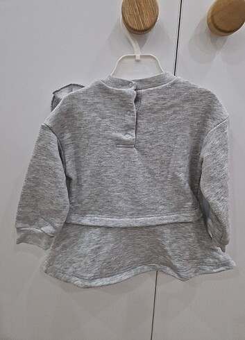 9-12 Ay Beden gri Renk Panço Sweat elbise