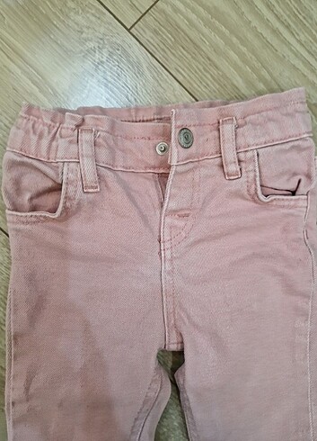 9-12 Ay Beden pembe Renk Koton Bebek Jean