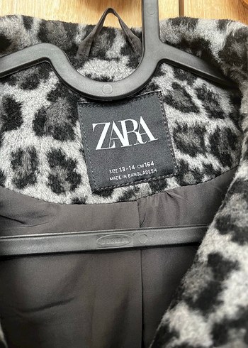 Leopar Desenli Gri Kadın Kaban - Görsel 2