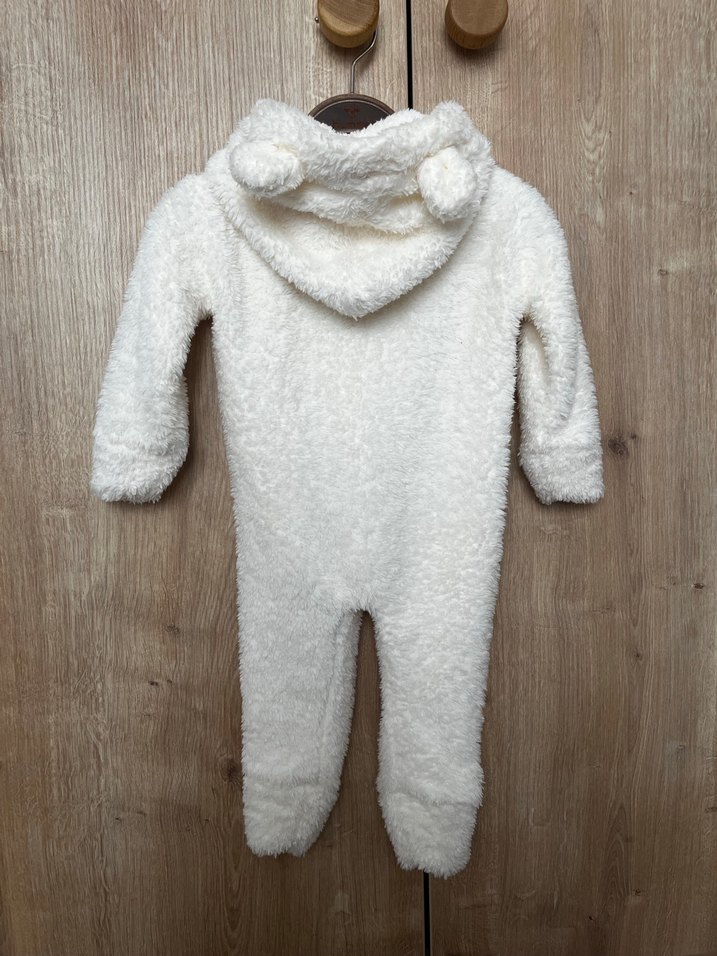 Kapüşonlu Beyaz Kürklü Bebek Tulumu - Görsel 2