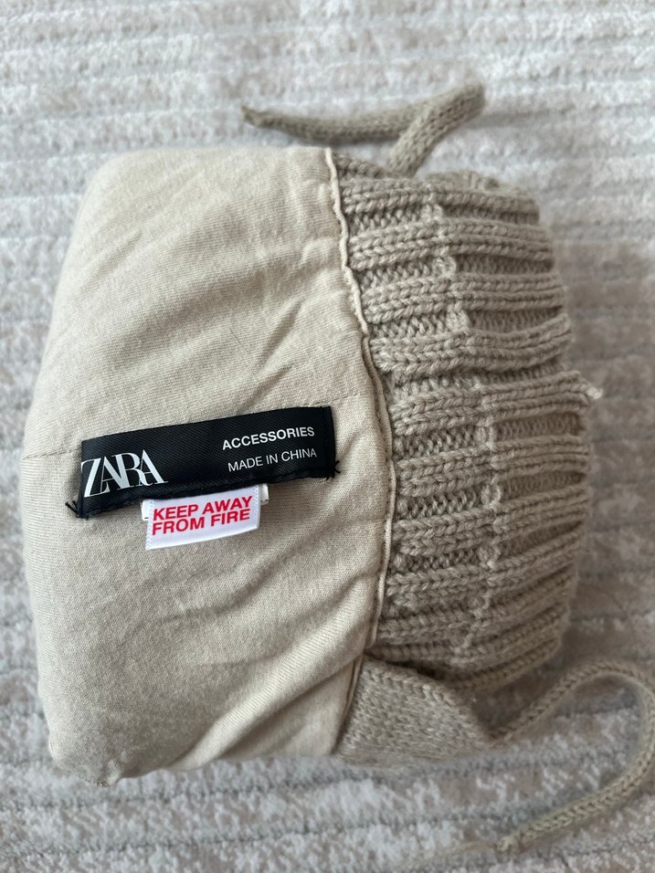 Bej Örgü Çocuk Bere Ponponlu - Görsel 2