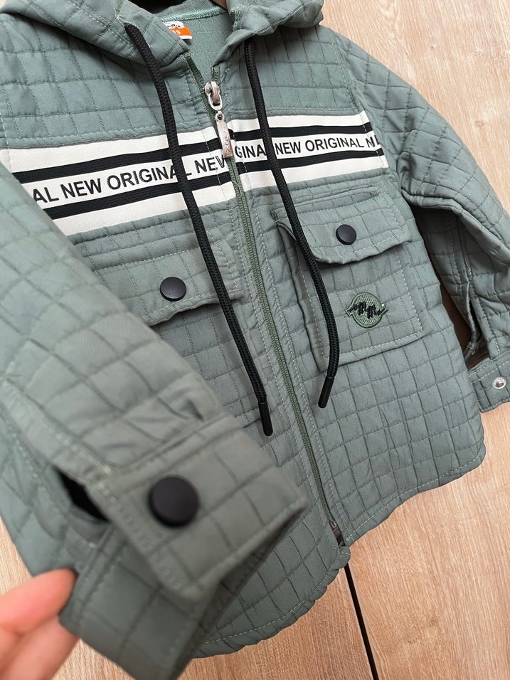 Erkek Çocuk haki Kapüşonlu Düğmeli Mont - Görsel 3