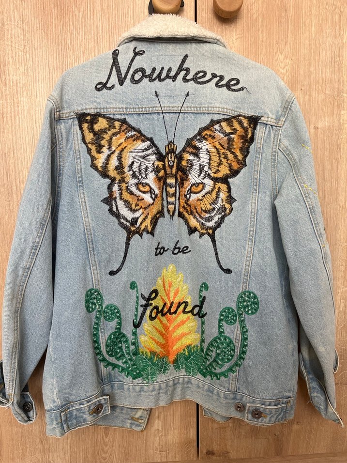 Nakışlı Bohem erkek Kot Ceket - Görsel 2