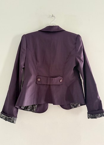 Düğmeli Mor Midi Blazer Kadın - Görsel 3