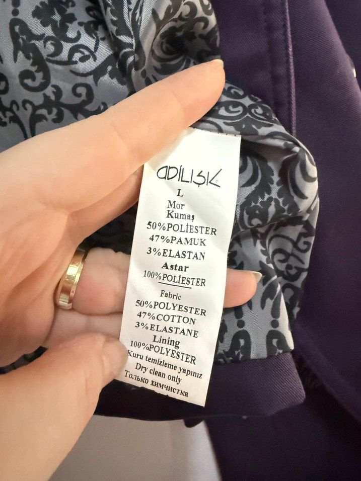 Düğmeli Mor Midi Blazer Kadın - Görsel 2