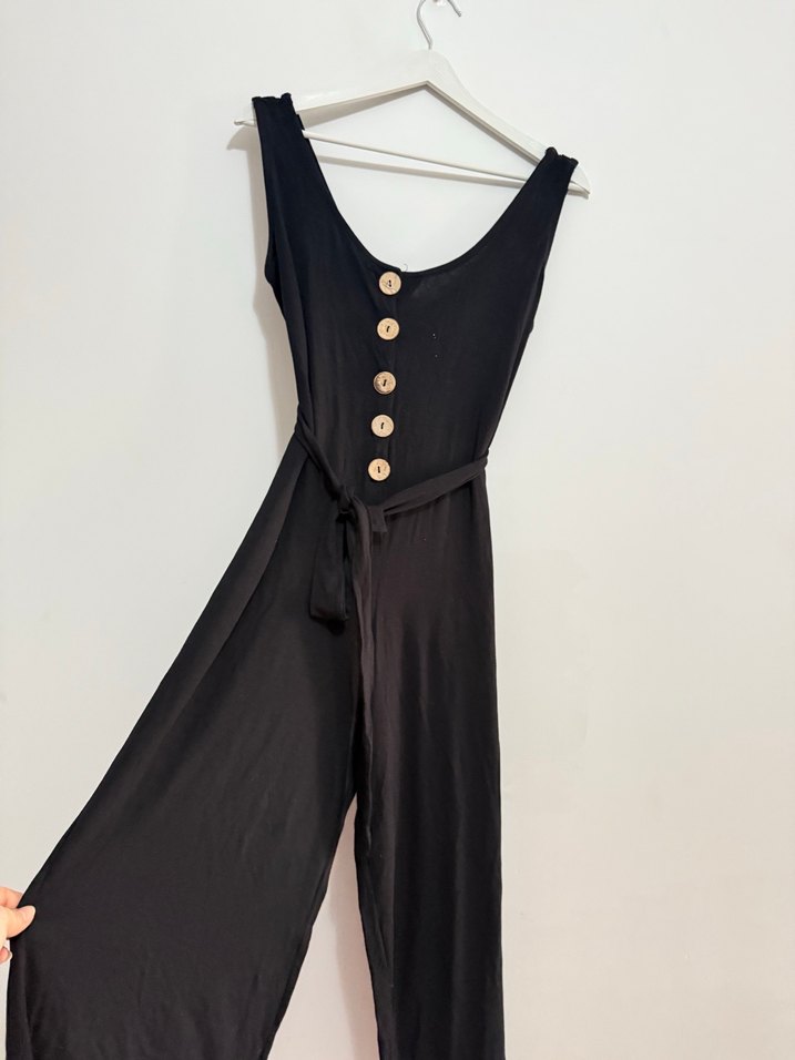 Siyah Düğmeli Uzun Tulum - Görsel 3