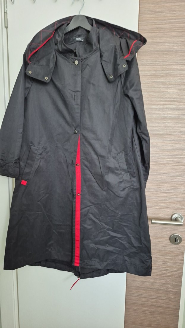 Siyah Kuşaklı Uzun Hamile Kabanı - Görsel 5