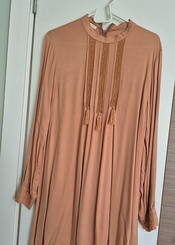 Bej Uzun Kollu Bohem Nakışlı Tunik - Görsel 2