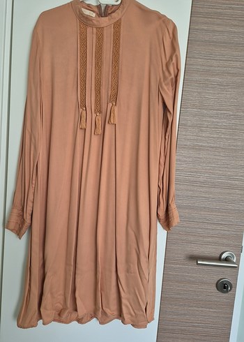 Bej Uzun Kollu Bohem Nakışlı Tunik - Görsel 5