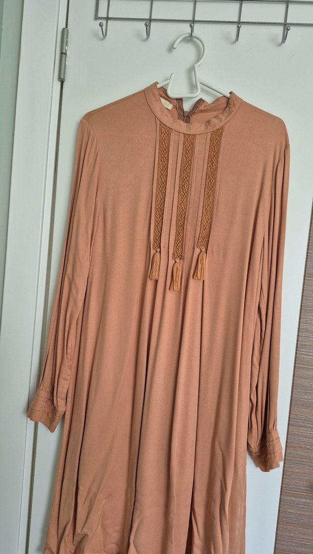 Bej Uzun Kollu Bohem Nakışlı Tunik - Görsel 2