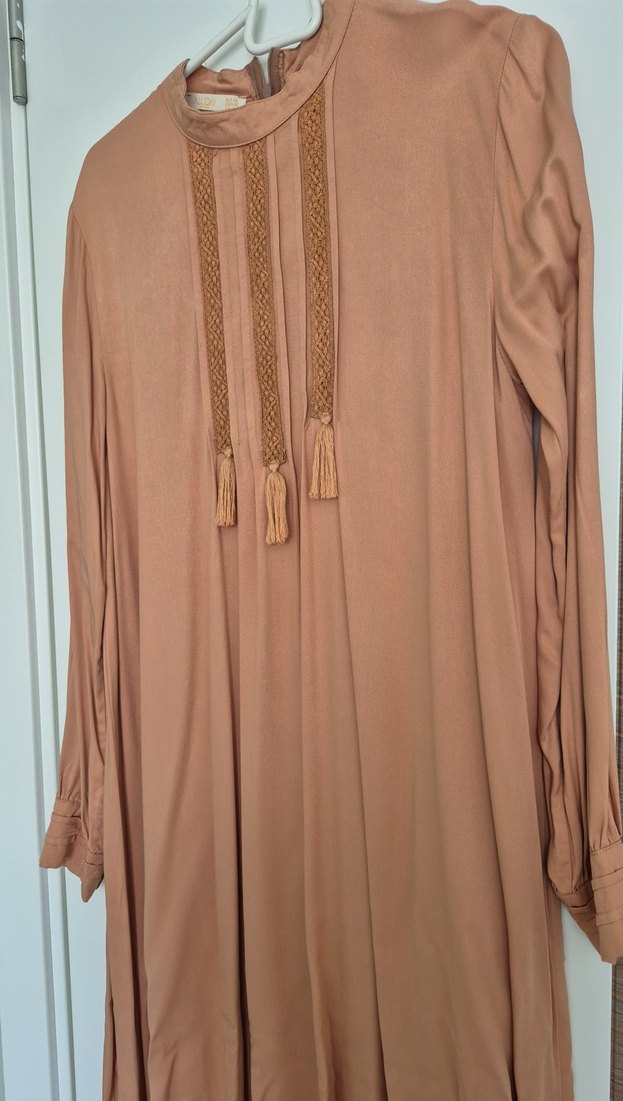 Bej Uzun Kollu Bohem Nakışlı Tunik - Görsel 4