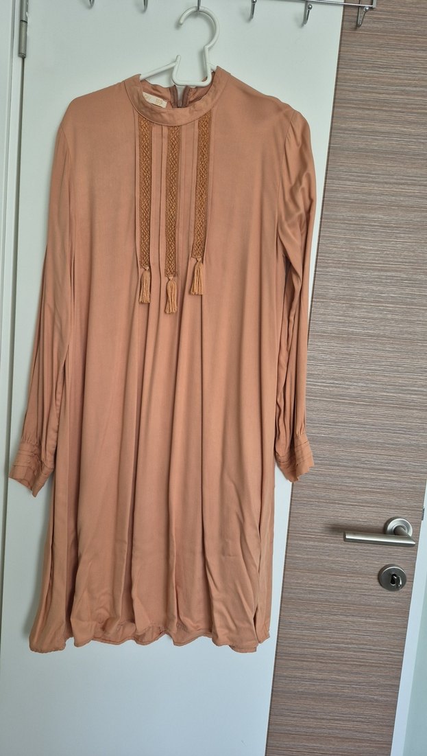 Bej Uzun Kollu Bohem Nakışlı Tunik - Görsel 5