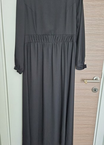 Siyah Piliseli Uzun Kollu Uzun Elbise - Görsel 5