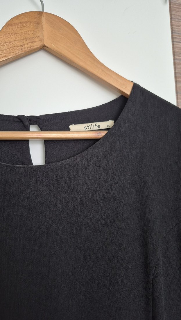 Siyah Piliseli Uzun Kollu Uzun Elbise - Görsel 3