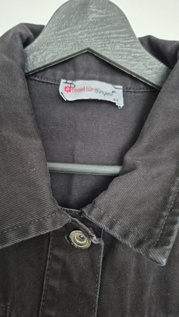 Siyah Düğmeli Kadın Denim Ceket - Görsel 4