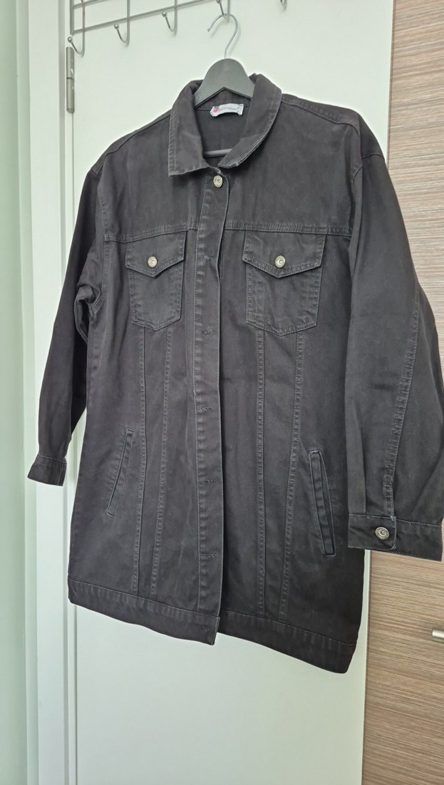 Siyah Düğmeli Kadın Denim Ceket - Görsel 2