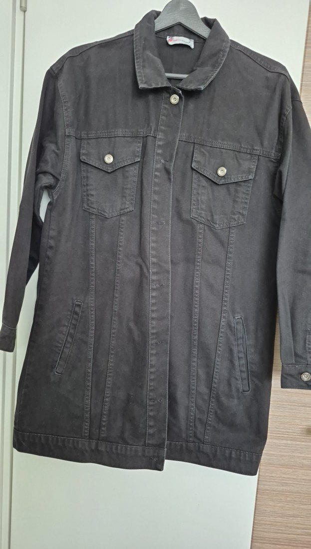 Siyah Düğmeli Kadın Denim Ceket - Görsel 5