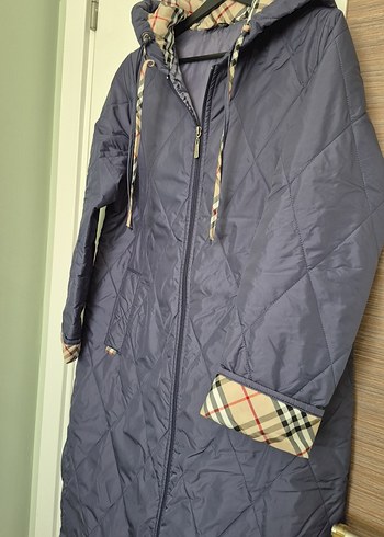 Gri Kapüşonlu Uzun Fermuarlı Kadın Ceket - Görsel 2