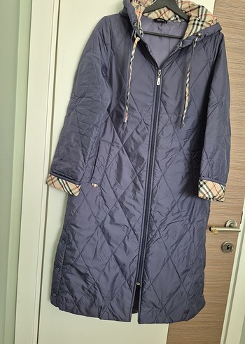 Gri Kapüşonlu Uzun Fermuarlı Kadın Ceket - Görsel 4