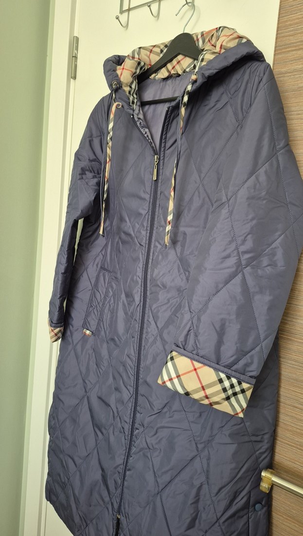 Gri Kapüşonlu Uzun Fermuarlı Kadın Ceket - Görsel 2