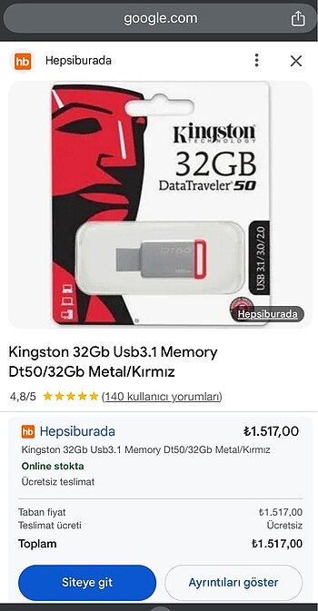  Beden Kingiston 32 gb usb