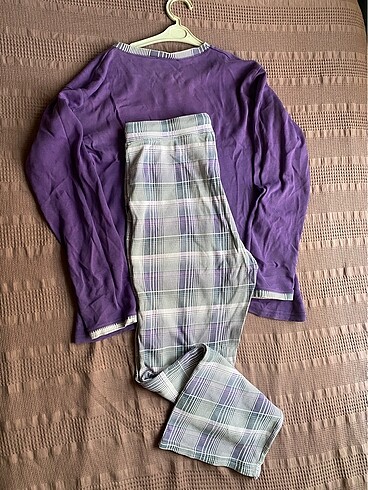 l Beden Uzun Kollu Dokuma Pijama Takımı
