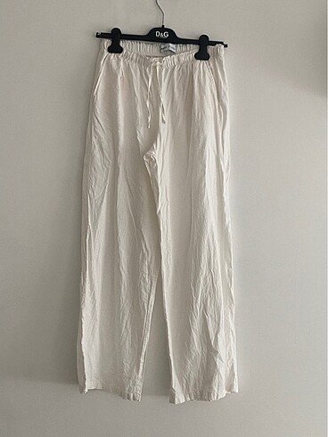 BERSHKA BEYAZ KETEN PANTOLON