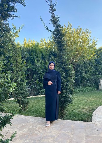 Lacivert Drapeli Uzun Abiye Elbise - Görsel 2