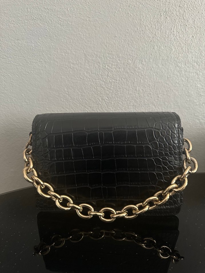 Yılan Desenli Zincir Detaylı Kadın El Çantası - Görsel 2