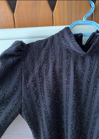 Siyah Uzun Kollu Drapeli Uzun Elbise - Görsel 5