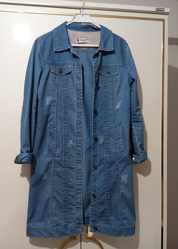 Düğmeli Mavi Kadın Denim Ceket