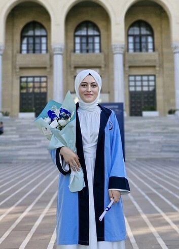 Tesettür saten beyaz mezuniyet ve nikah elbisesi