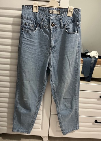 Kadın Mavi Mom jean Kesim Kot Pantolon