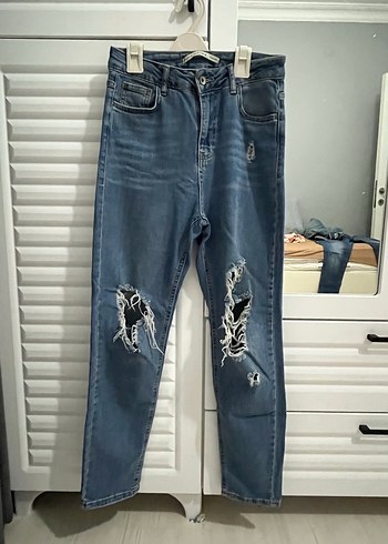 Kadın Mavi Rahat Kesim Kot Pantolon