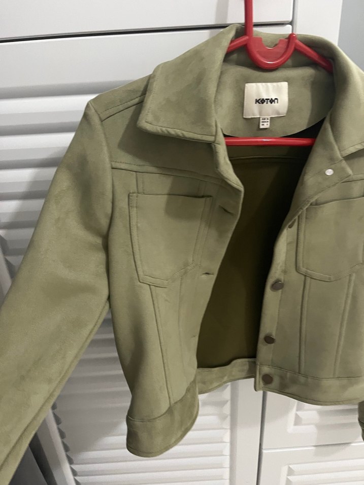 Koton Yeşil Kadın Süet Düğmeli Ceket - Görsel 2