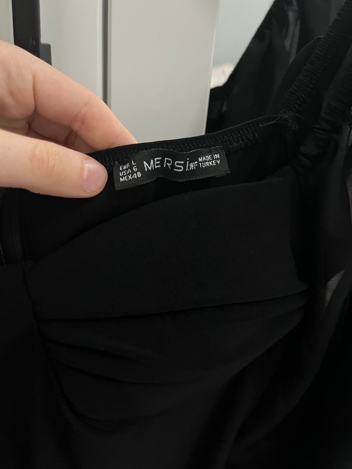 Uzun Kollu Siyah Midi Elbise - Görsel 5