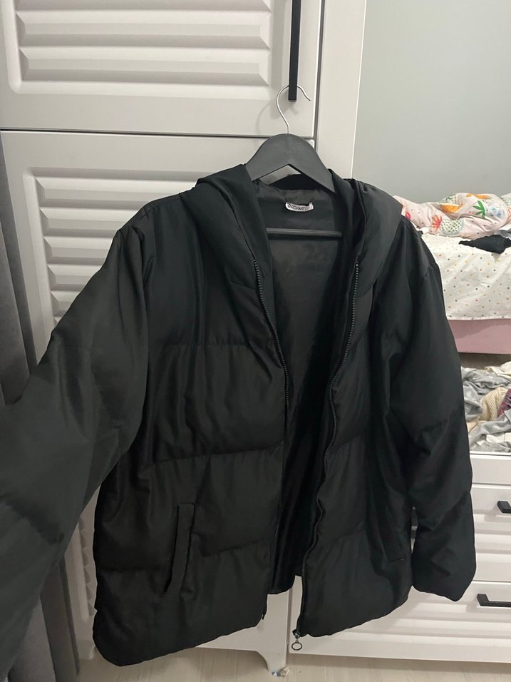 Siyah Kadın Midi Boy Sıcak Mont - Görsel 2