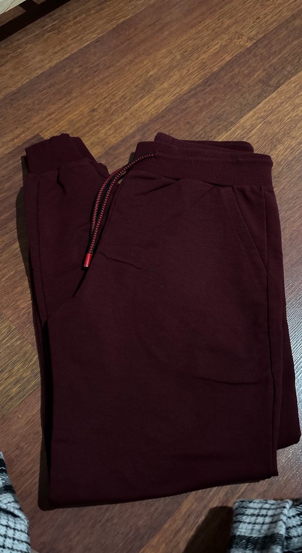 Bordo Fermuarlı Erkek Eşofman Altı - Görsel 2