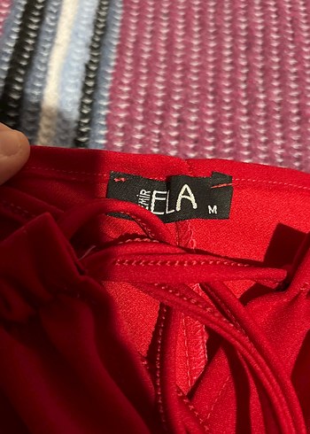 Kırmızı Drapeli Mini Elbise - Görsel 2