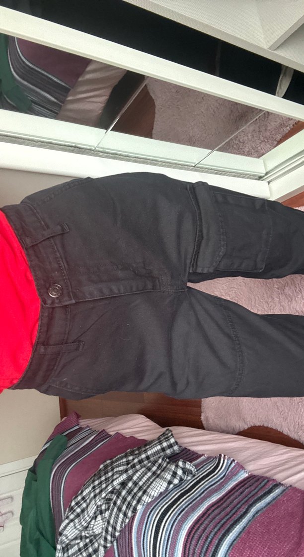 Siyah Bel Detaylı Rahat Kesim Streetwear Jean - Görsel 4