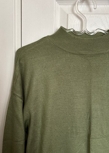 Kadın Haki Triko Boğazlı Kazak - Görsel 2