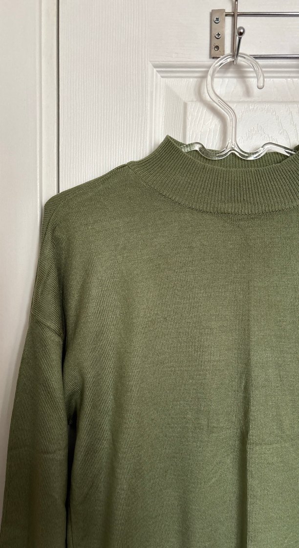 Kadın Haki Triko Boğazlı Kazak - Görsel 2