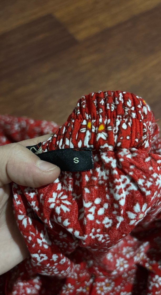 Çiçek Desenli Kırmızı Bohem Kız Bluzu - Görsel 2