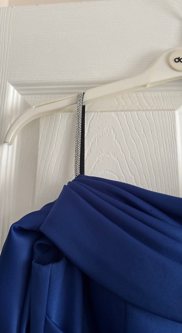 Lacivert Drapeli Uzun Abiye Elbise - Görsel 2