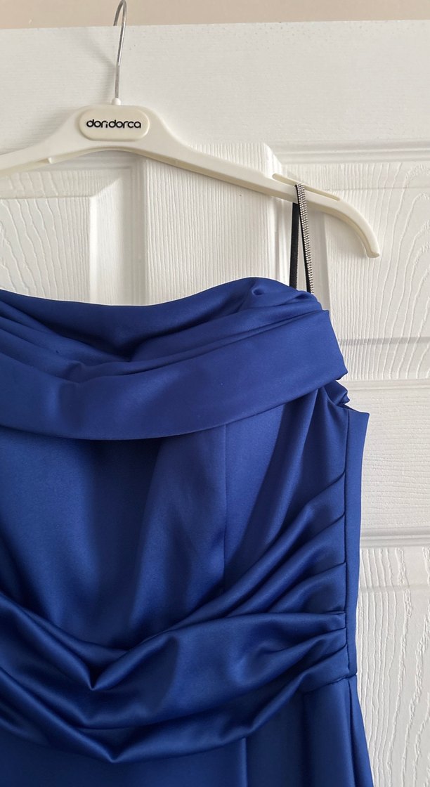 Lacivert Drapeli Uzun Abiye Elbise - Görsel 3