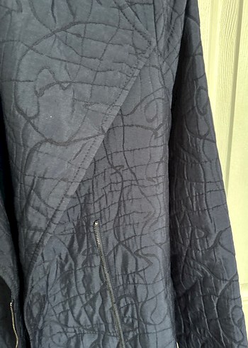 Lacivert Kadın Keten Uzun Palto - Görsel 4