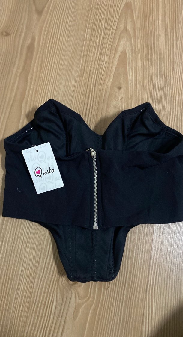 Siyah Straplez Mini Göğüs Korsesi - Görsel 3