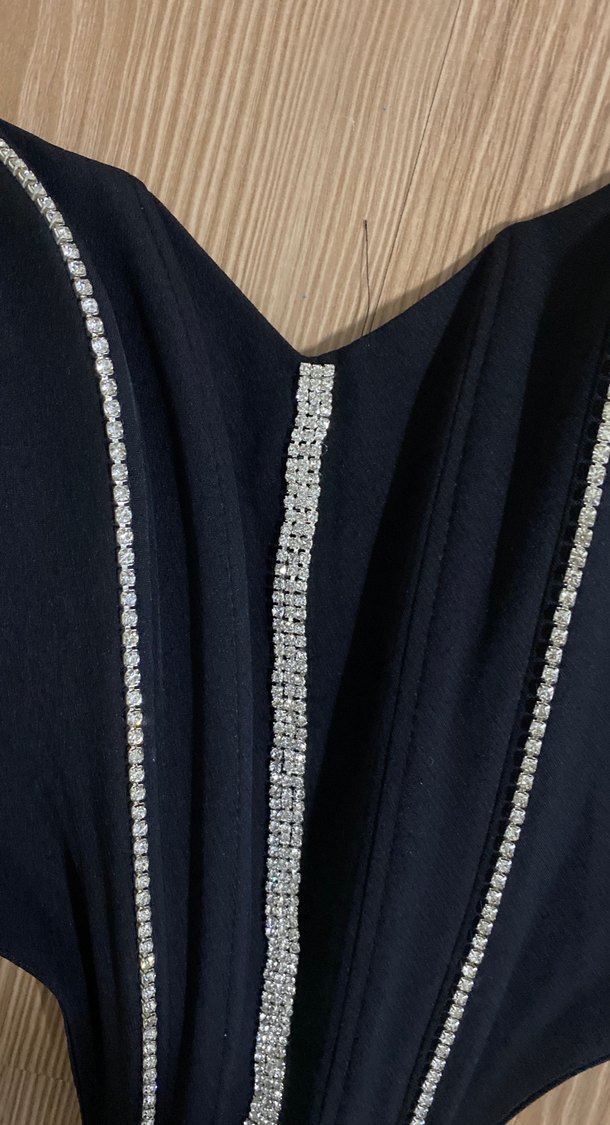 Siyah Straplez Mini Göğüs Korsesi - Görsel 2