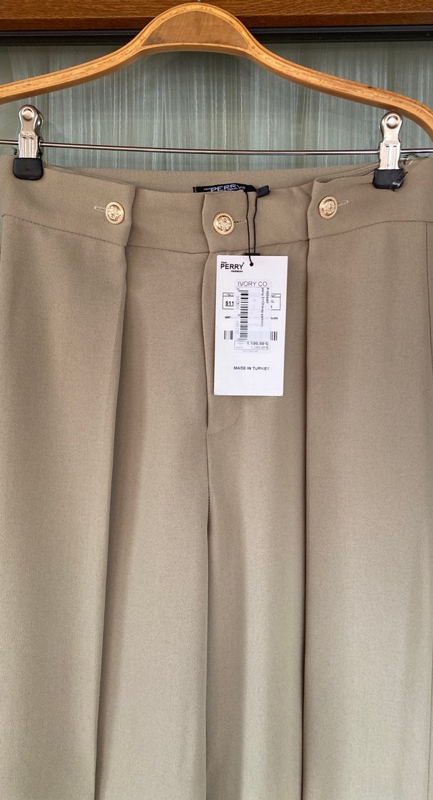 Bej Midi Kadın Kumaş Pantolon - Görsel 2